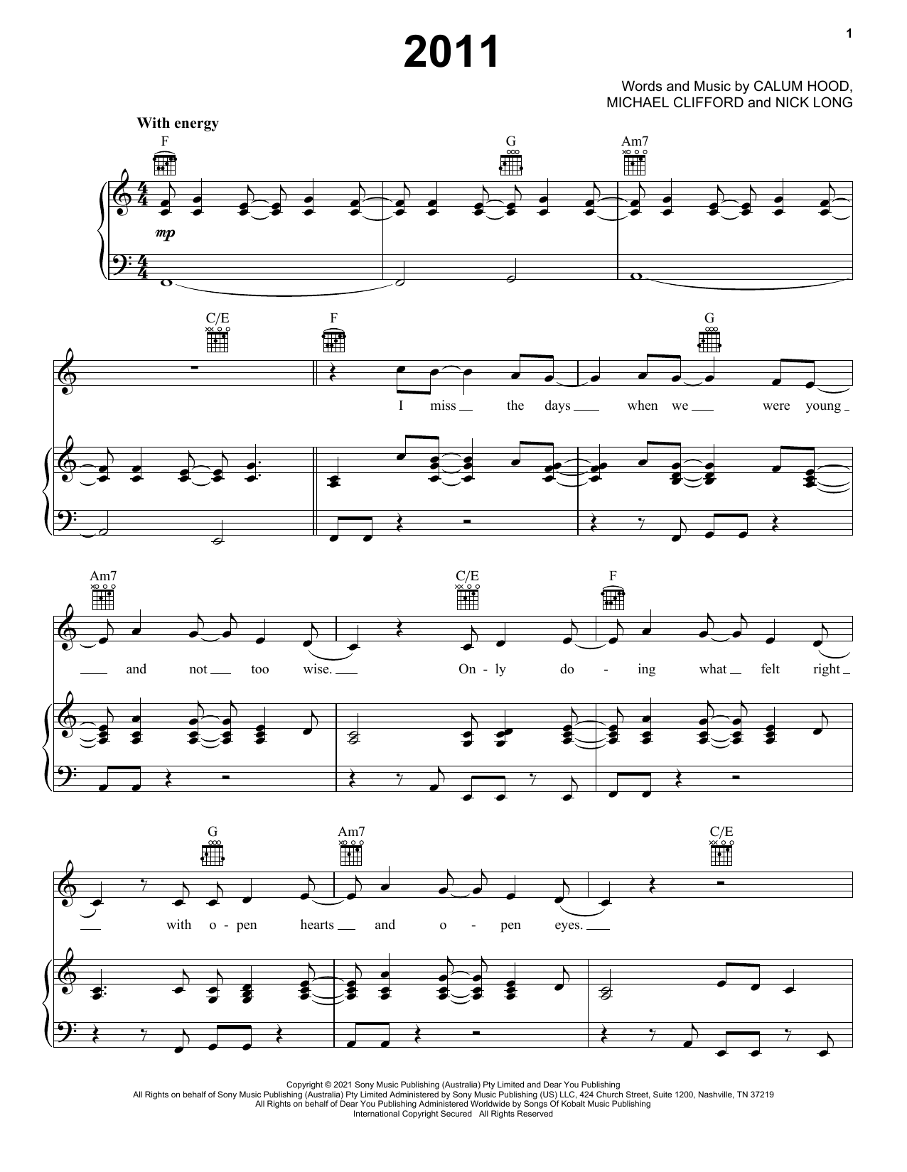 Learn to play 5 Seconds of Summer 2011 sheet music for Piano, Vocal & Guitar Chords (Right-Hand Melody) in minutes. Price: 7.8900$ 5 Seconds of Summer 2011 sheet music notes and chords arranged for Piano, Vocal & Guitar Chords (Right-Hand Melody)