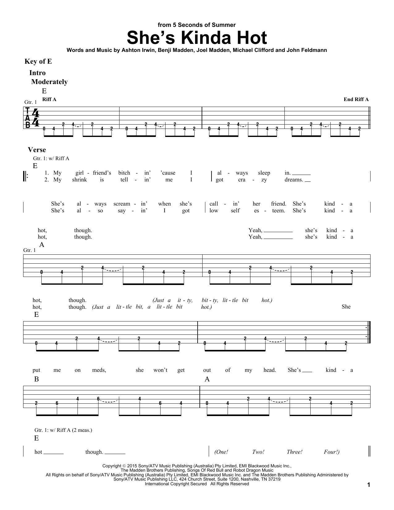 5 Seconds of Summer She's Kinda Hot sheet music notes and chords. Download Printable PDF.