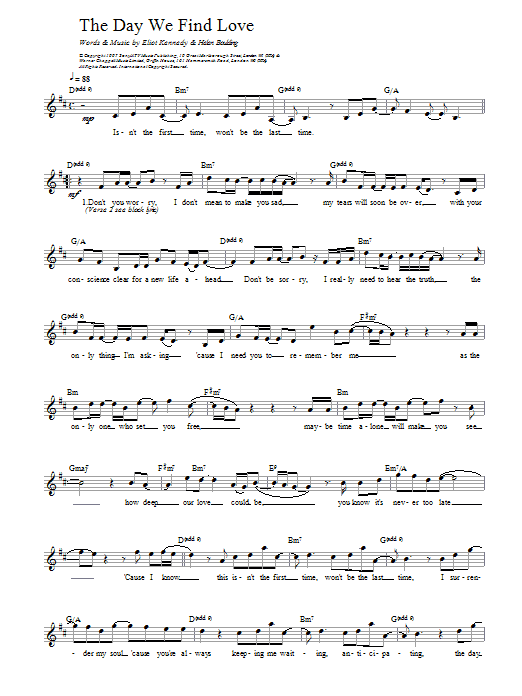 911 The Day We Find Love sheet music notes and chords. Download Printable PDF.