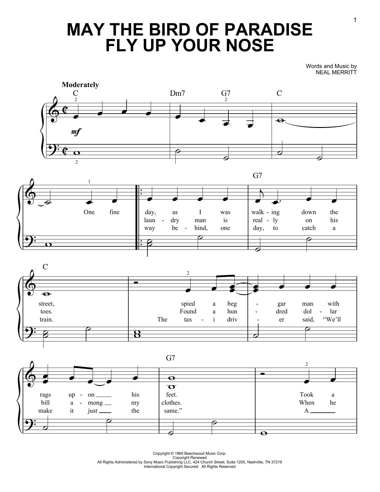 Little Jimmy Dickens May The Bird Of Paradise Fly Up Your Nose sheet music notes and chords. Download Printable PDF.