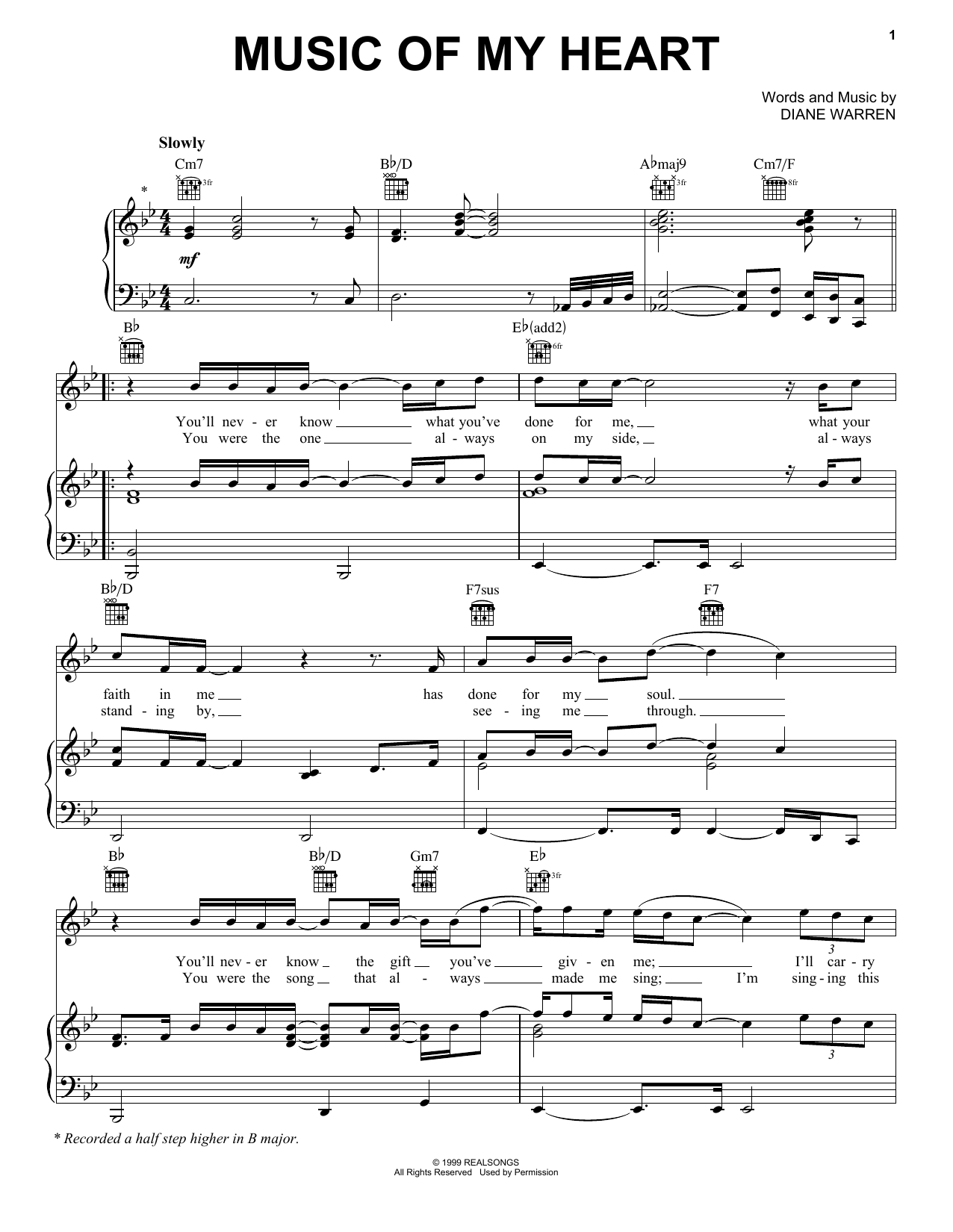 Gloria Estefan Music Of My Heart sheet music notes and chords. Download Printable PDF.