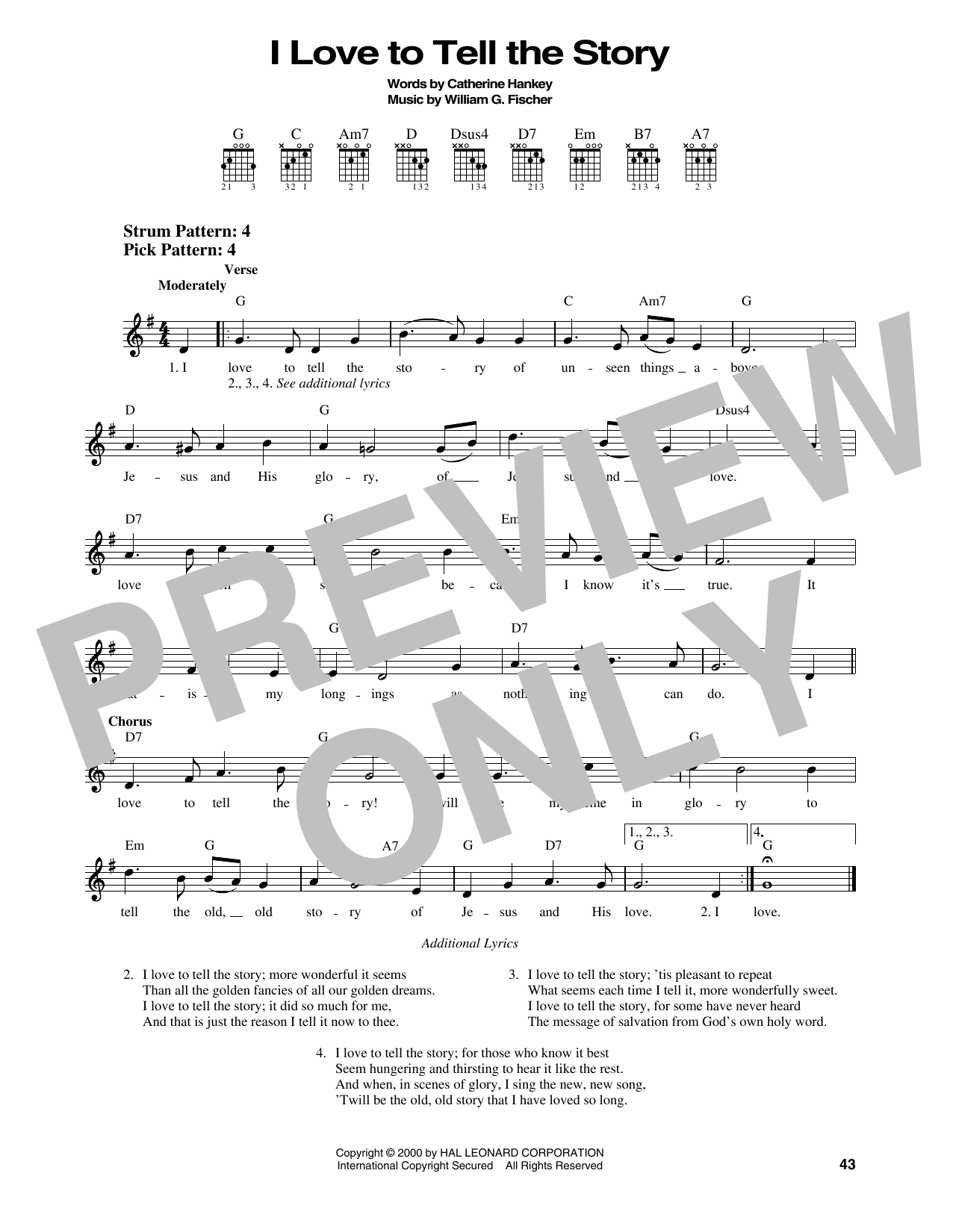 A. Catherine Hankey I Love To Tell The Story sheet music notes and chords. Download Printable PDF.