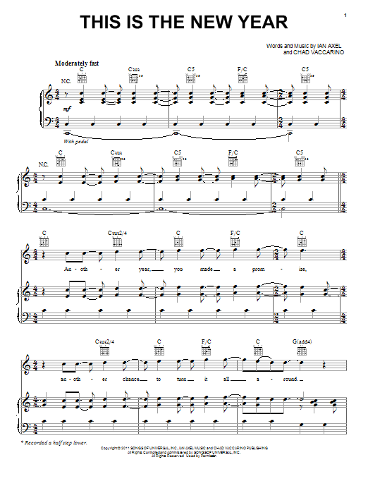 A Great Big World This Is The New Year sheet music notes and chords. Download Printable PDF.