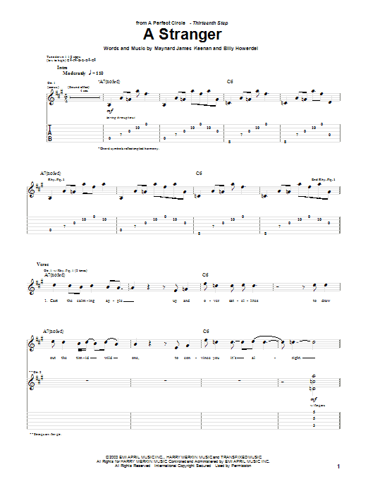 Learn to play A Perfect Circle A Stranger sheet music for Guitar Tab in minutes. Price: 7.8900$ A Perfect Circle A Stranger sheet music notes and chords arranged for Guitar Tab
