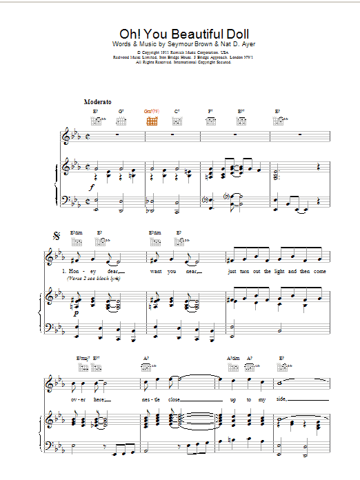 Traditional Oh! You Beautiful Doll sheet music notes and chords. Download Printable PDF.