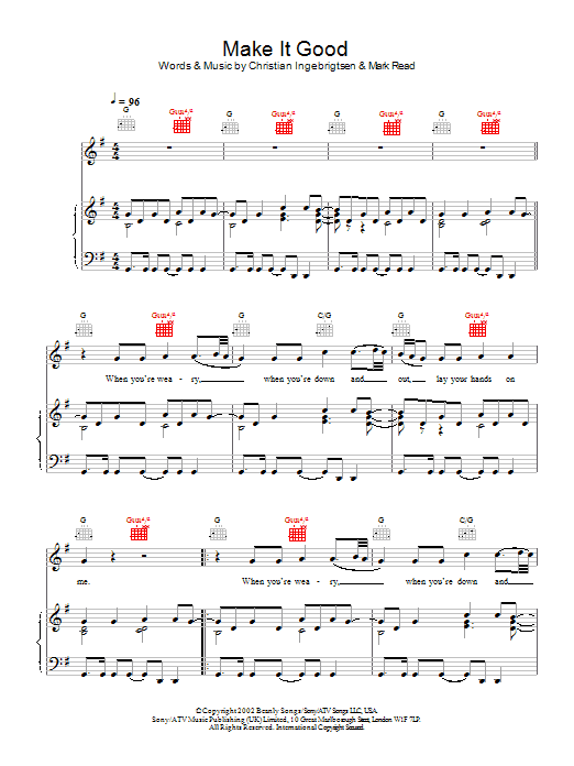Learn to play A1 Make It Good sheet music for Piano, Vocal & Guitar Chords in minutes. Price: 7.8900$ A1 Make It Good sheet music notes and chords arranged for Piano, Vocal & Guitar Chords