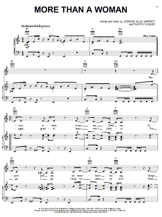 Aaliyah More Than A Woman sheet music notes and chords arranged for Piano, Vocal & Guitar Chords (Right-Hand Melody)