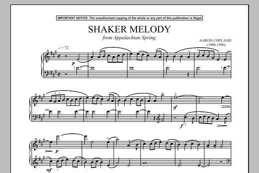 Aaron Copland Appalachian Spring (Shaker Melody) sheet music notes and chords. Download Printable PDF.