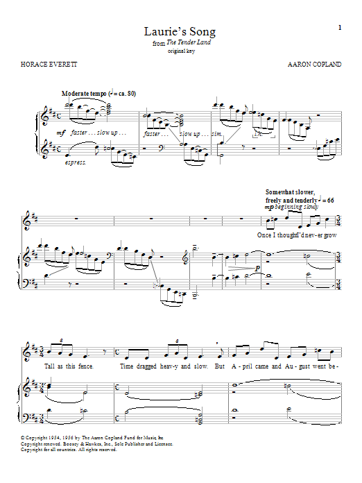 Aaron Copland Laurie's Song sheet music notes and chords arranged for Piano & Vocal