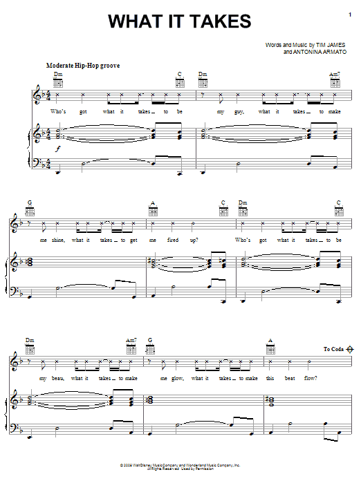 Aaron Doyle What It Takes sheet music notes and chords arranged for Piano, Vocal & Guitar Chords (Right-Hand Melody)