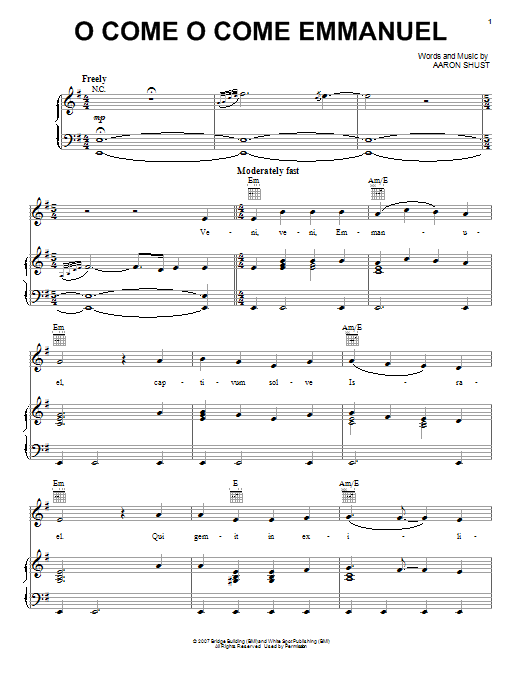 Aaron Shust O Come O Come Emmanuel sheet music notes and chords. Download Printable PDF.