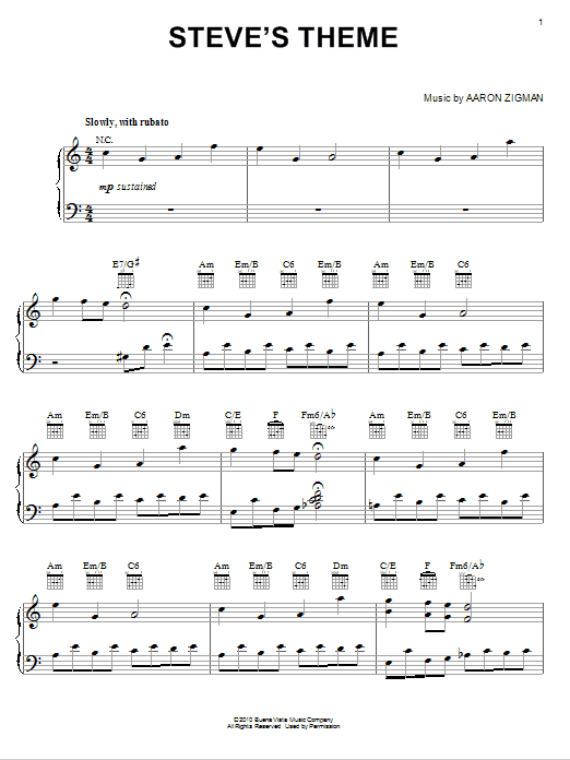 Learn to play Aaron Zigman Steve's Theme sheet music for Piano Solo in minutes. Price: 7.8900$ Aaron Zigman Steve's Theme sheet music notes and chords arranged for Piano Solo