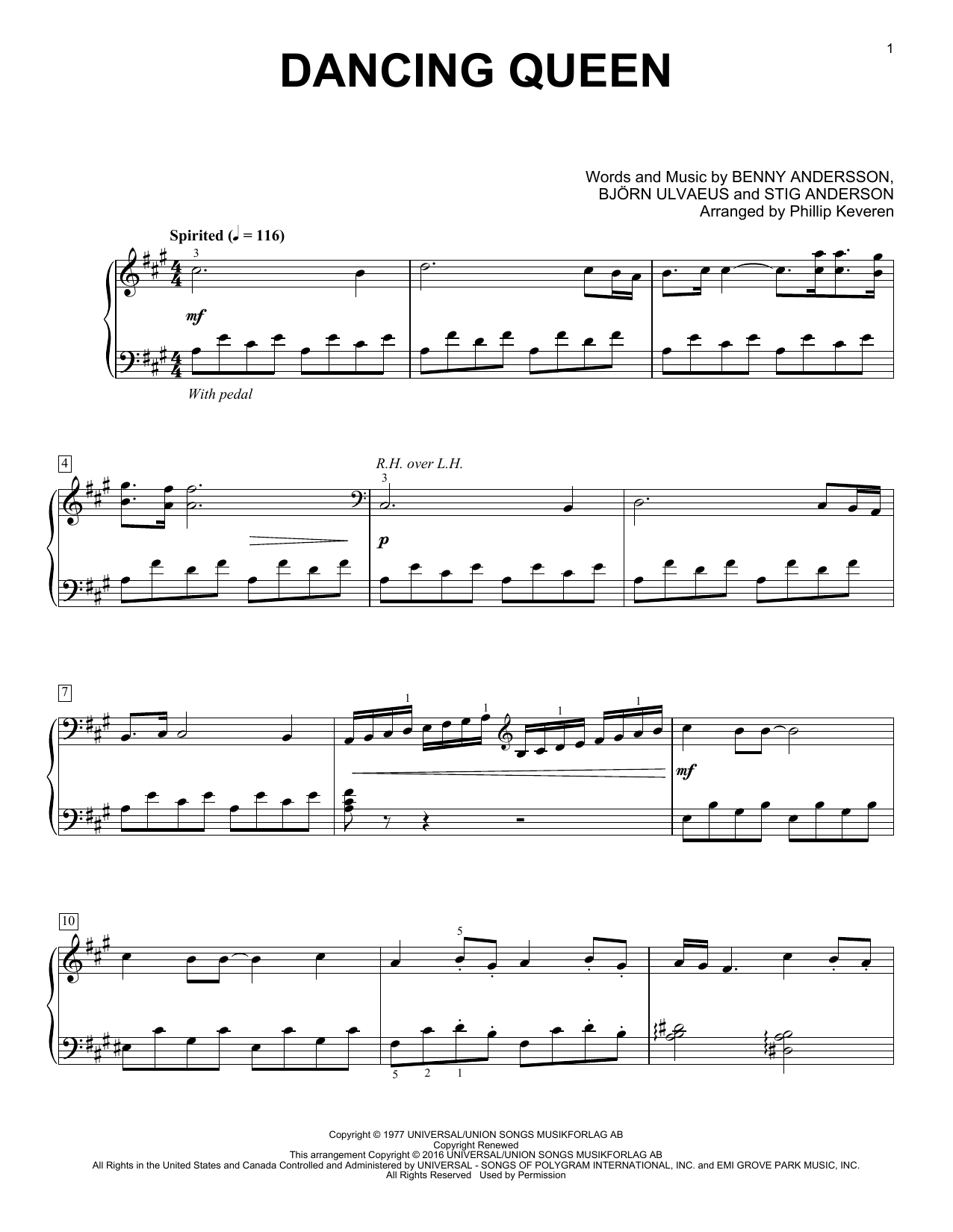 Phillip Keveren Dancing Queen sheet music notes and chords. Download Printable PDF.