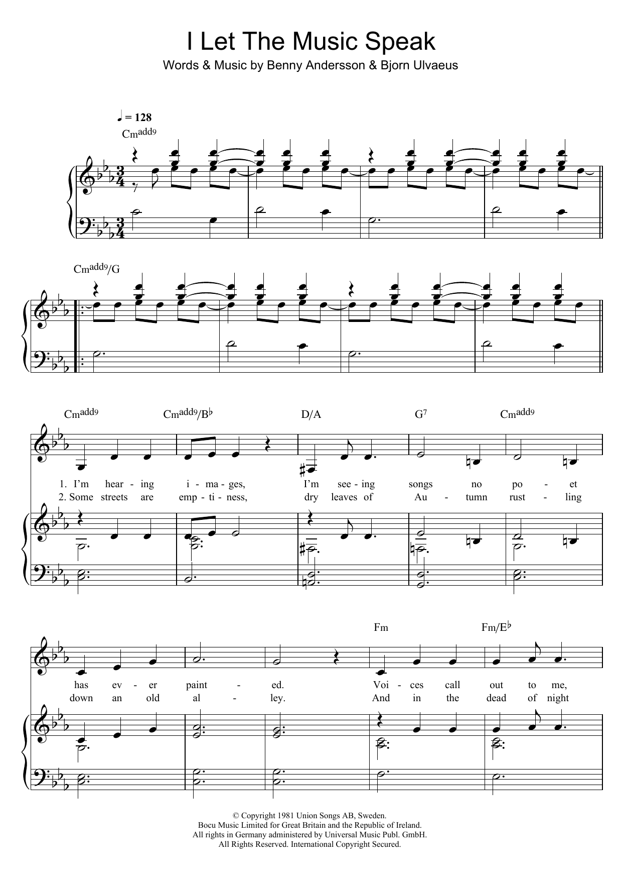 ABBA I Let The Music Speak sheet music notes and chords. Download Printable PDF.