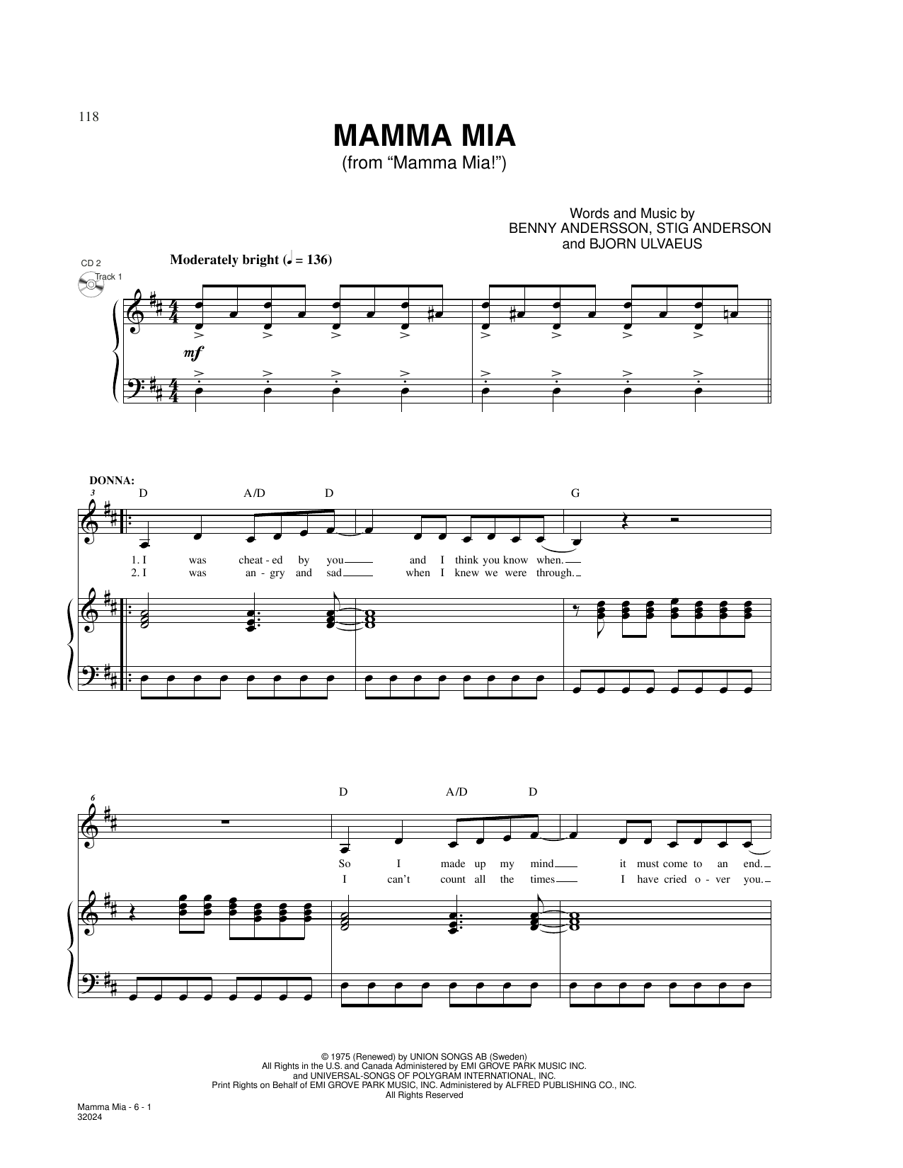 ABBA Mamma Mia (from Mamma Mia) sheet music notes and chords. Download Printable PDF.