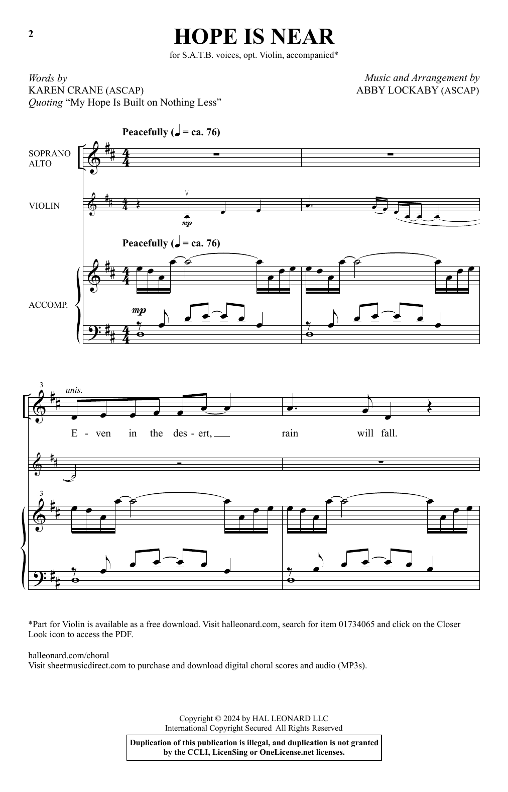 Abby Lockaby Hope Is Near sheet music notes and chords. Download Printable PDF.