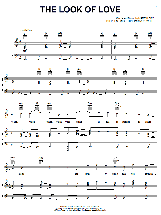 ABC The Look Of Love sheet music notes and chords. Download Printable PDF.