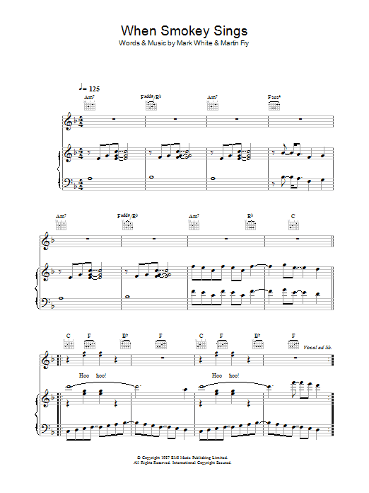 ABC When Smokey Sings sheet music notes and chords. Download Printable PDF.