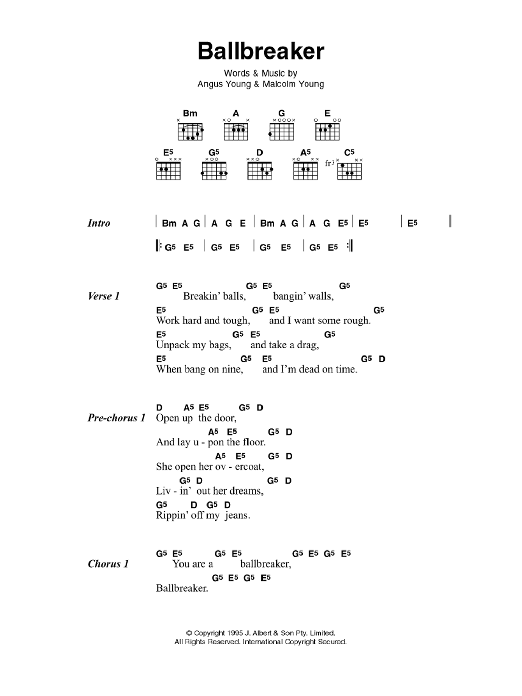 AC/DC Ballbreaker sheet music notes and chords. Download Printable PDF.