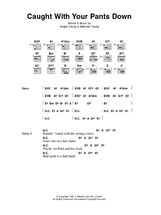 AC/DC Caught With Your Pants Down sheet music notes and chords. Download Printable PDF.