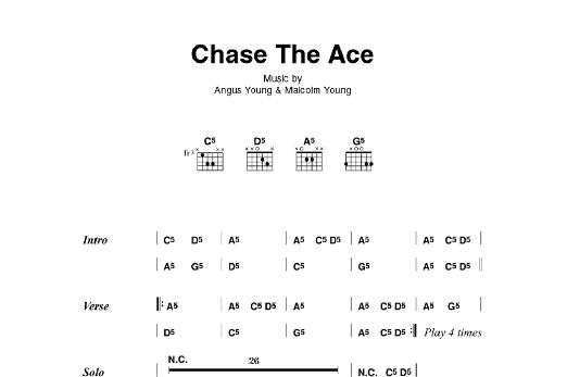 AC/DC Chase The Ace sheet music notes and chords. Download Printable PDF.