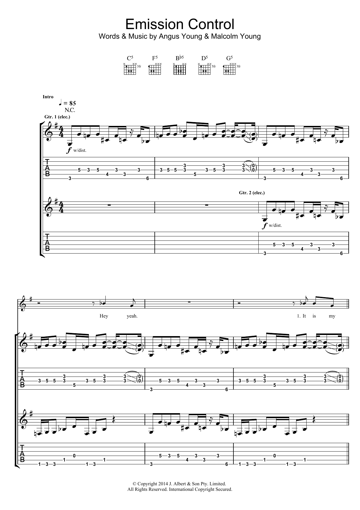 Learn to play AC/DC Emission Control sheet music for Guitar Tab in minutes. Price: 7.8900$ AC/DC Emission Control sheet music notes and chords arranged for Guitar Tab