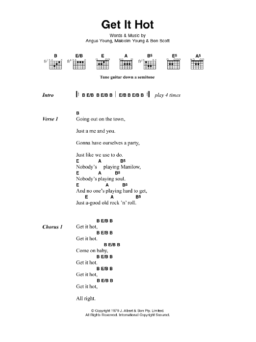 AC/DC Get It Hot sheet music notes and chords. Download Printable PDF.