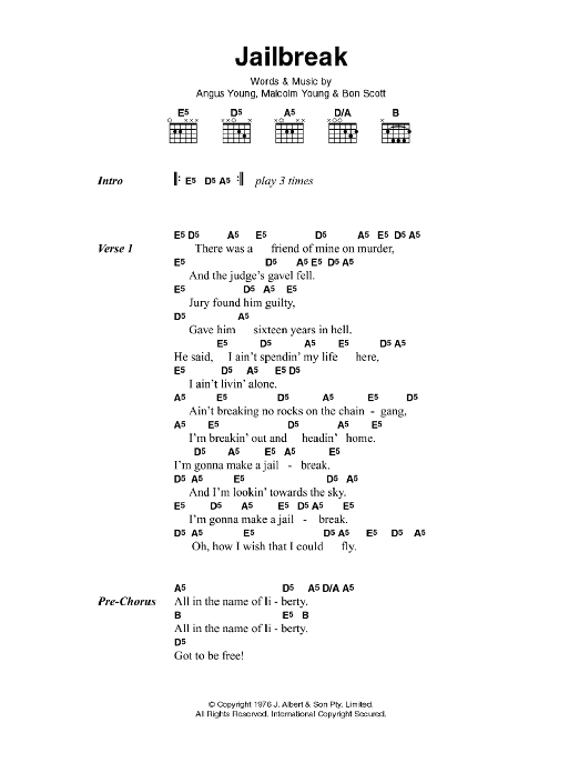 AC/DC Jailbreak sheet music notes and chords. Download Printable PDF.