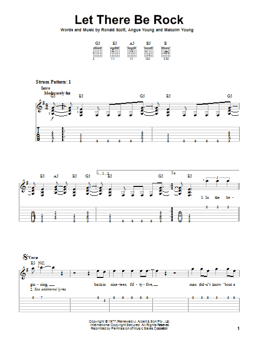 AC/DC Let There Be Rock sheet music notes and chords. Download Printable PDF.