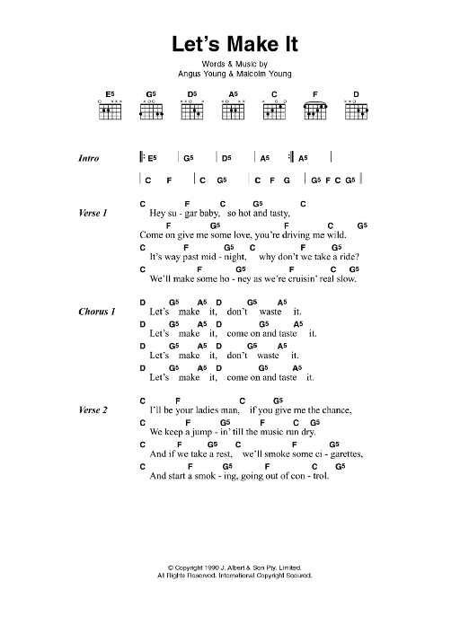 AC/DC Let's Make It sheet music notes and chords. Download Printable PDF.