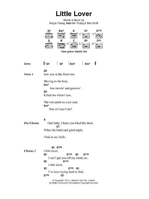 AC/DC Little Lover sheet music notes and chords. Download Printable PDF.