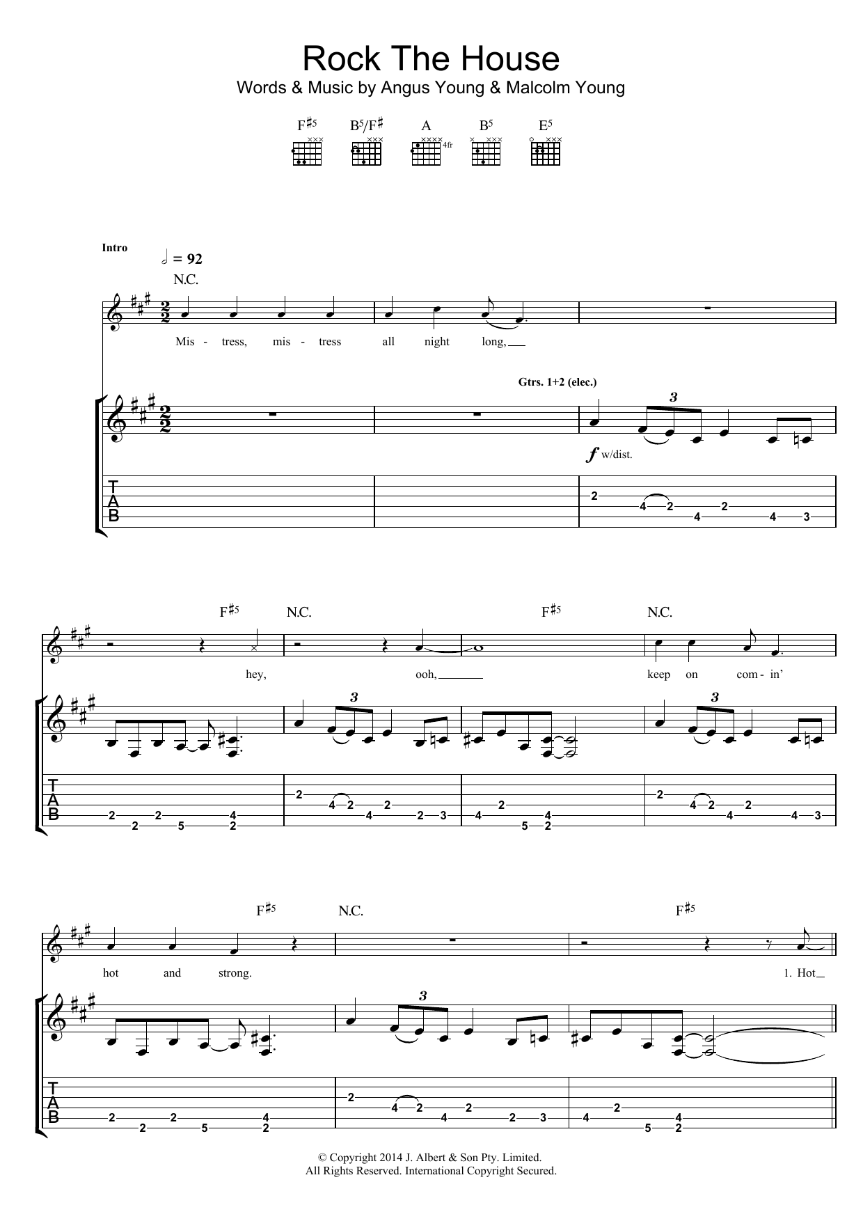 Learn to play AC/DC Rock The House sheet music for Guitar Tab in minutes. Price: 7.8900$ AC/DC Rock The House sheet music notes and chords arranged for Guitar Tab