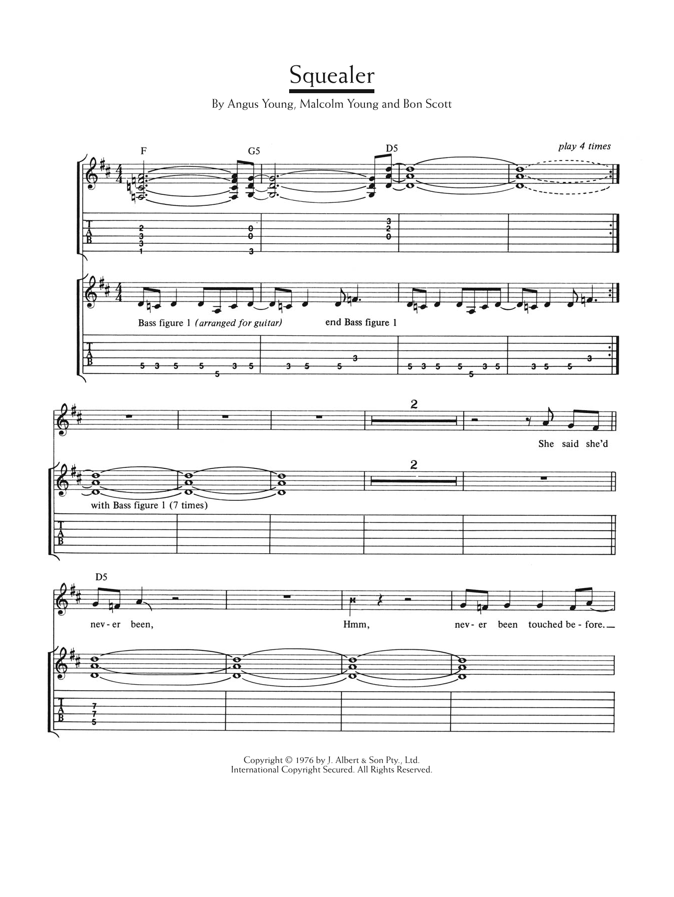 AC/DC Squealer sheet music notes and chords. Download Printable PDF.