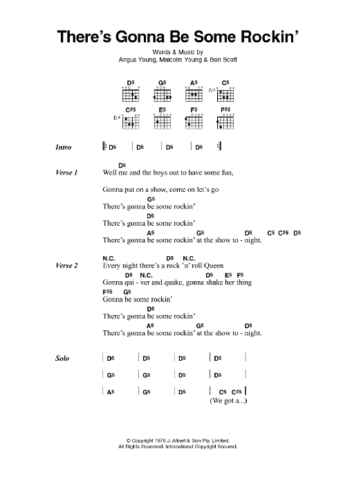 AC/DC There's Gonna Be Some Rockin' sheet music notes and chords. Download Printable PDF.