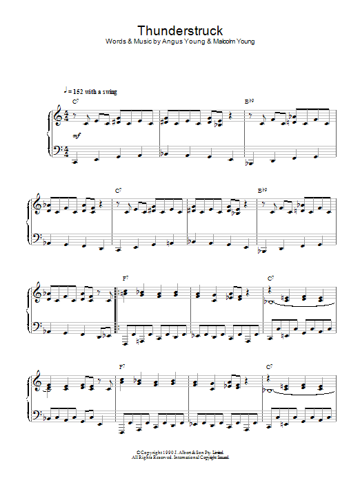 AC/DC Thunderstruck (jazz version) sheet music notes and chords. Download Printable PDF.