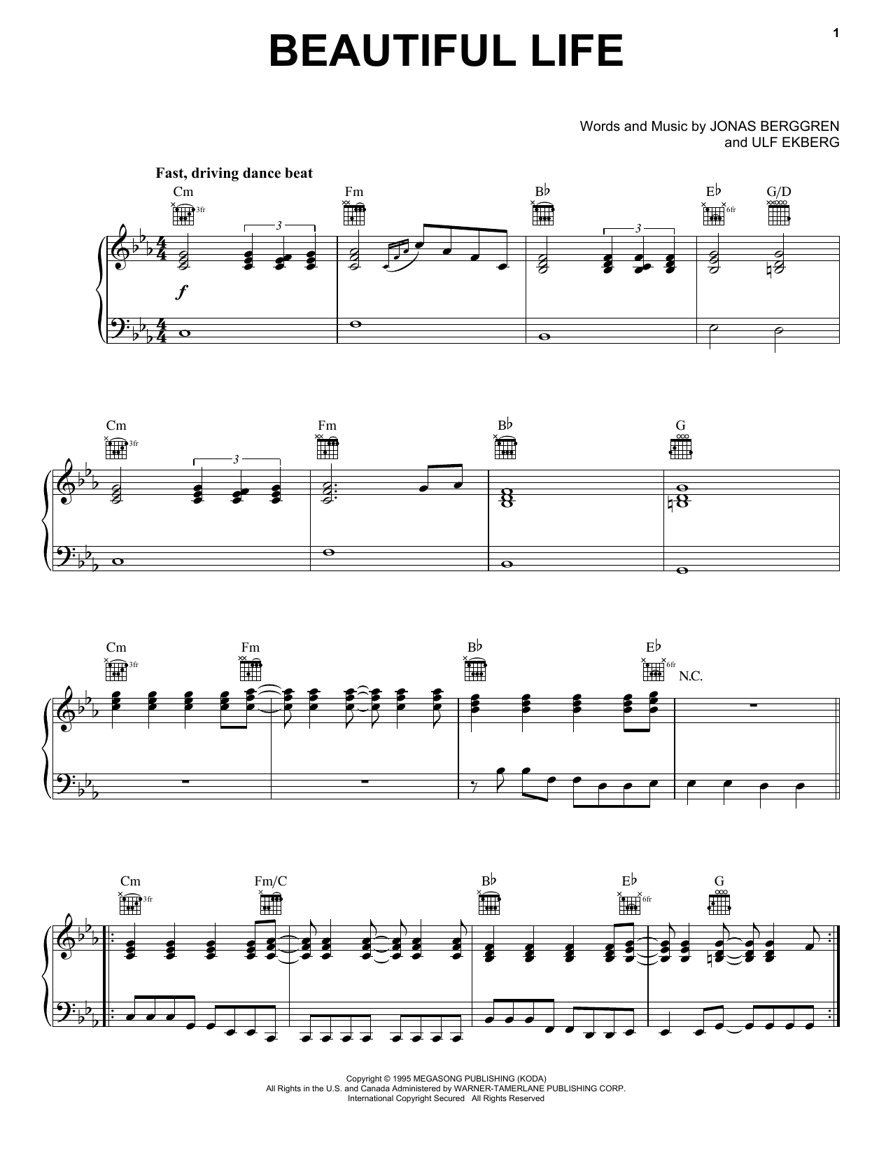 Ace Of Base Beautiful Life sheet music notes and chords. Download Printable PDF.