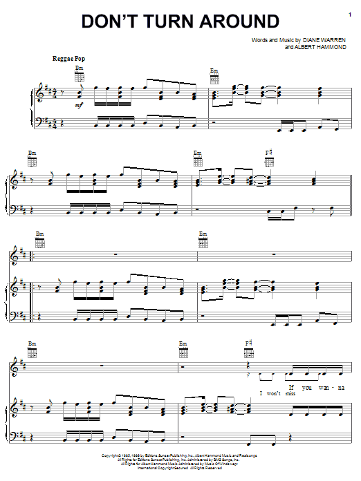 Ace Of Base Don't Turn Around sheet music notes and chords. Download Printable PDF.