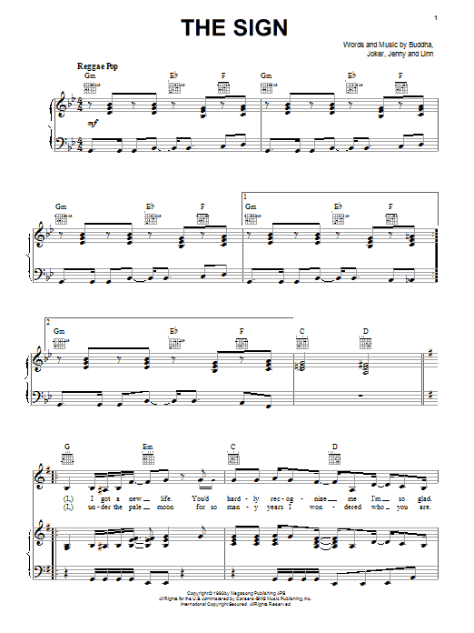 Ace Of Base The Sign sheet music notes and chords. Download Printable PDF.