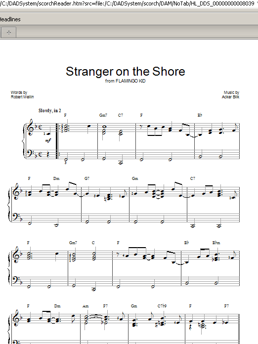 Acker Bilk Stranger On The Shore sheet music notes and chords. Download Printable PDF.