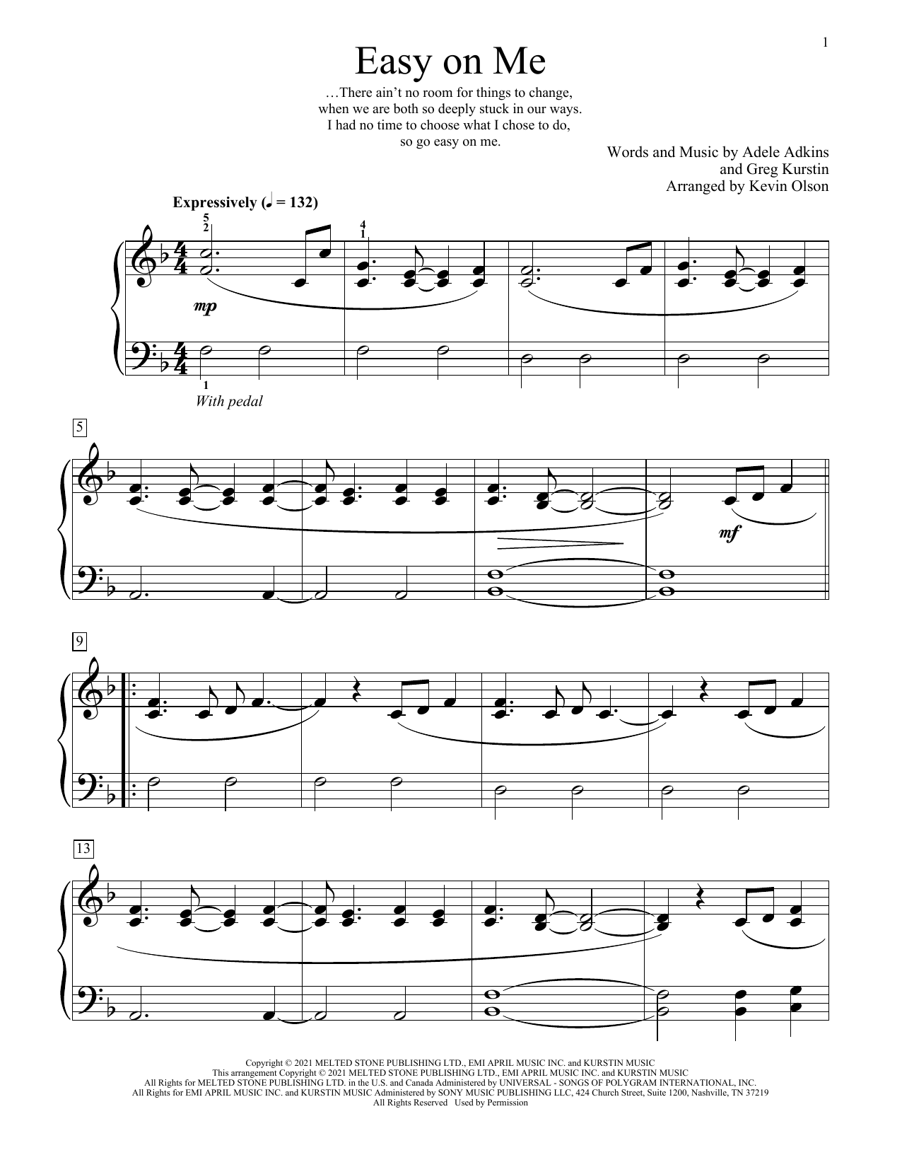 Adele Easy On Me sheet music notes and chords arranged for Educational Piano