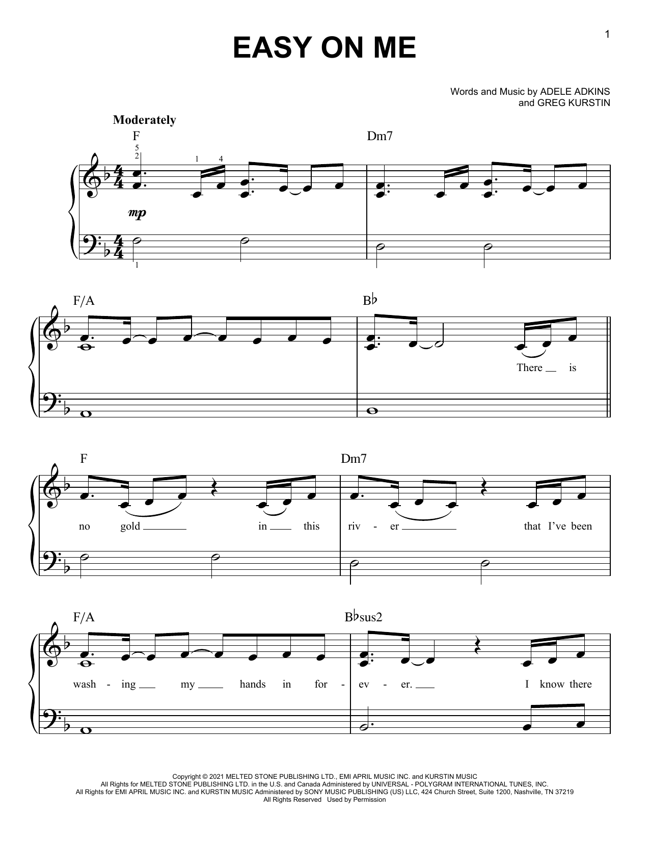 Adele Easy On Me sheet music notes and chords arranged for Alto Sax Solo