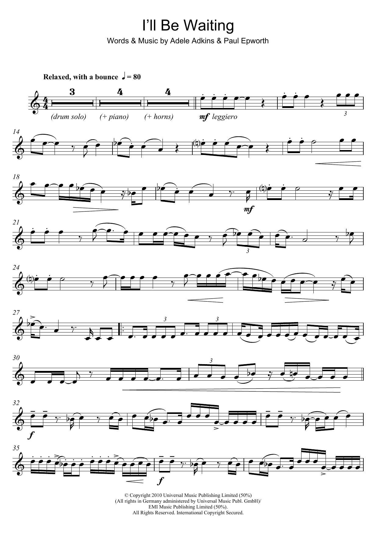 Adele I'll Be Waiting sheet music notes and chords. Download Printable PDF.