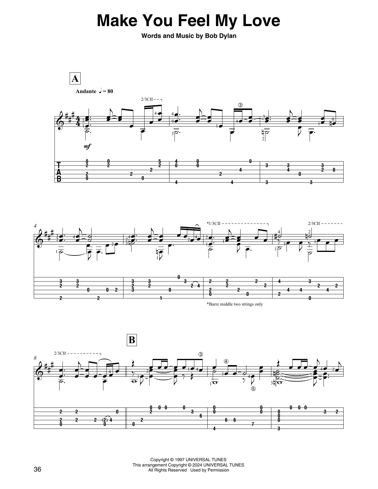 Adele Make You Feel My Love (arr. David Jaggs) sheet music notes and chords. Download Printable PDF.