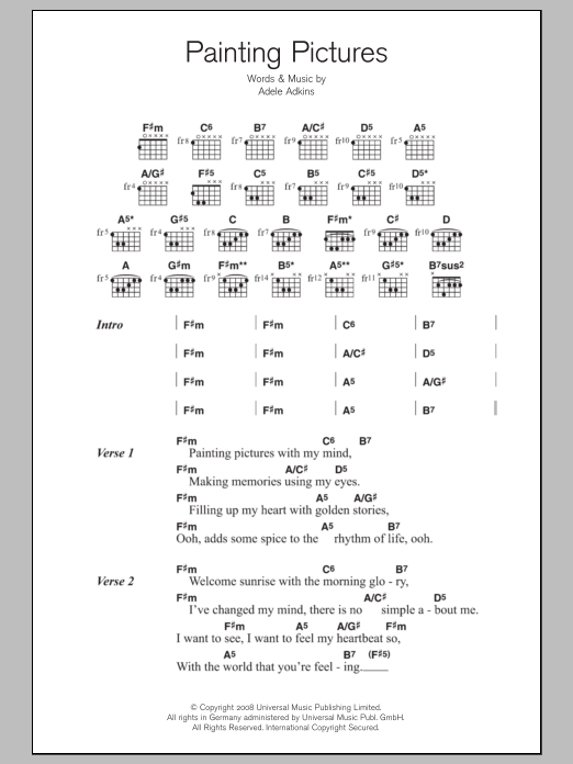 Adele Painting Pictures sheet music notes and chords. Download Printable PDF.