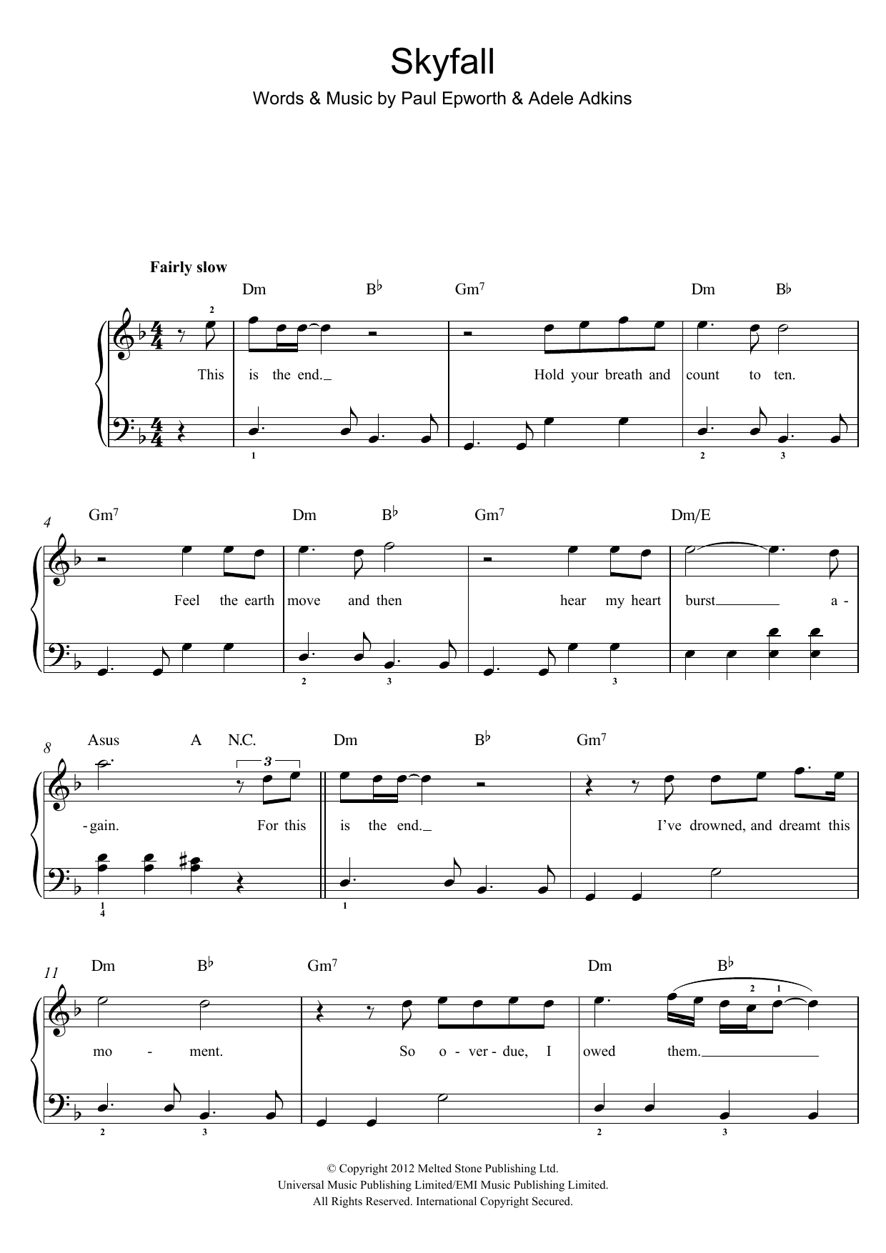 Adele Skyfall (from the Motion Picture Skyfall) sheet music notes and chords. Download Printable PDF.