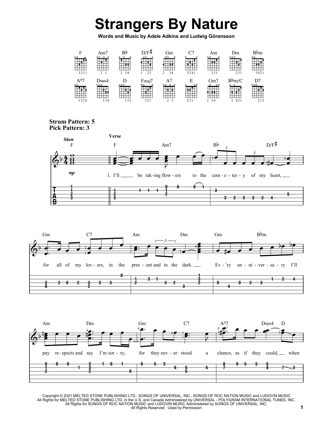 Adele Strangers By Nature sheet music notes and chords. Download Printable PDF.