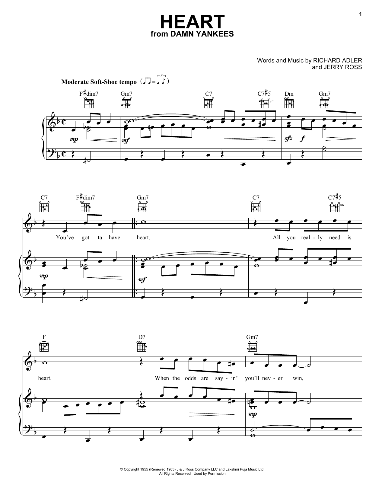 Adler & Ross Heart sheet music notes and chords. Download Printable PDF.