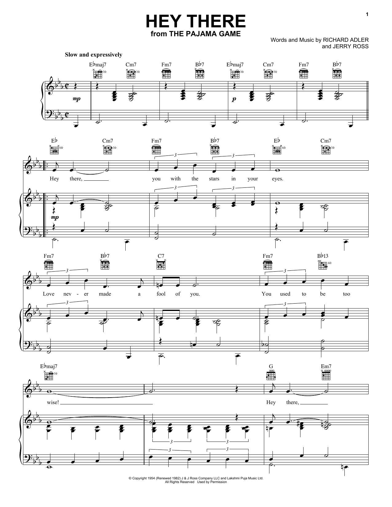 Adler & Ross Hey There sheet music notes and chords. Download Printable PDF.