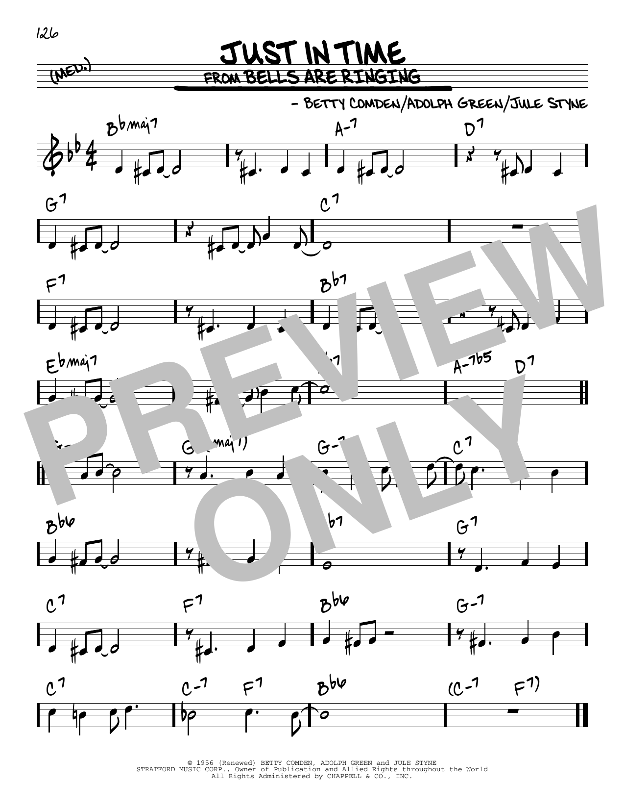 Adolph Green Just In Time sheet music notes and chords arranged for Real Book – Melody & Chords