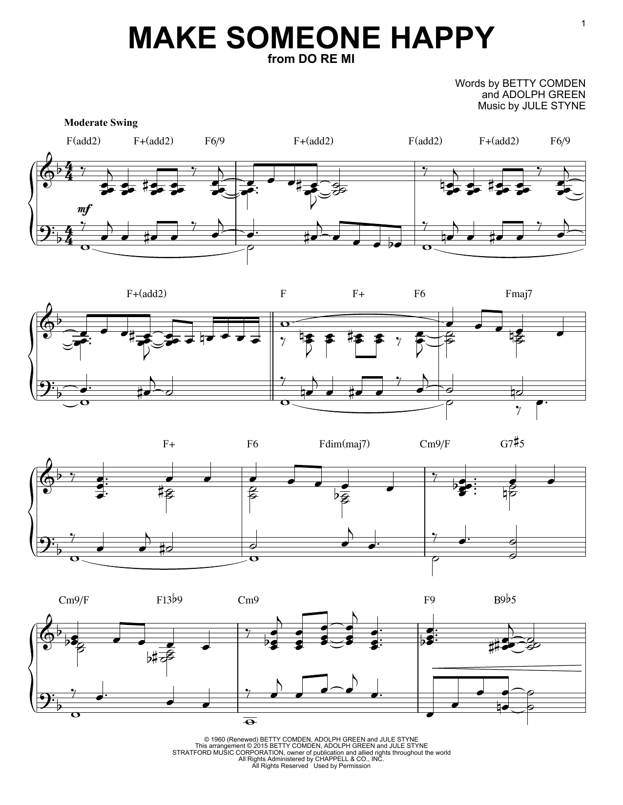 Adolph Green Make Someone Happy [Jazz version] (arr. Brent Edstrom) sheet music notes and chords arranged for Piano Solo